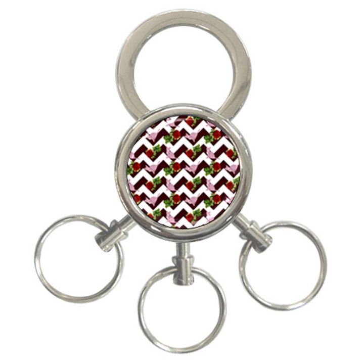 Cat Rose Chevron 3-Ring Key Chains