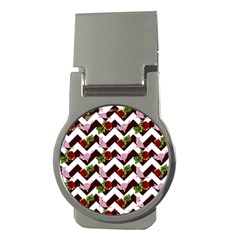 Cat Rose Chevron Money Clips (round)  by snowwhitegirl