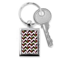 Cat Rose Chevron Key Chains (rectangle)  by snowwhitegirl