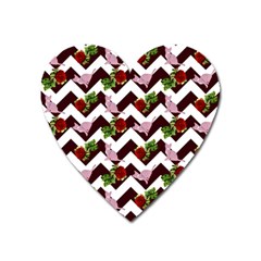 Cat Rose Chevron Heart Magnet by snowwhitegirl