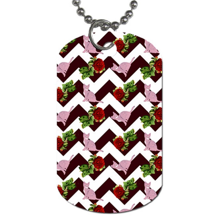 Cat Rose Chevron Dog Tag (One Side)