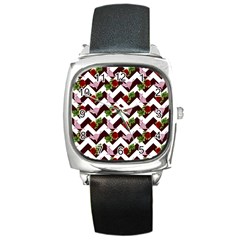 Cat Rose Chevron Square Metal Watch by snowwhitegirl