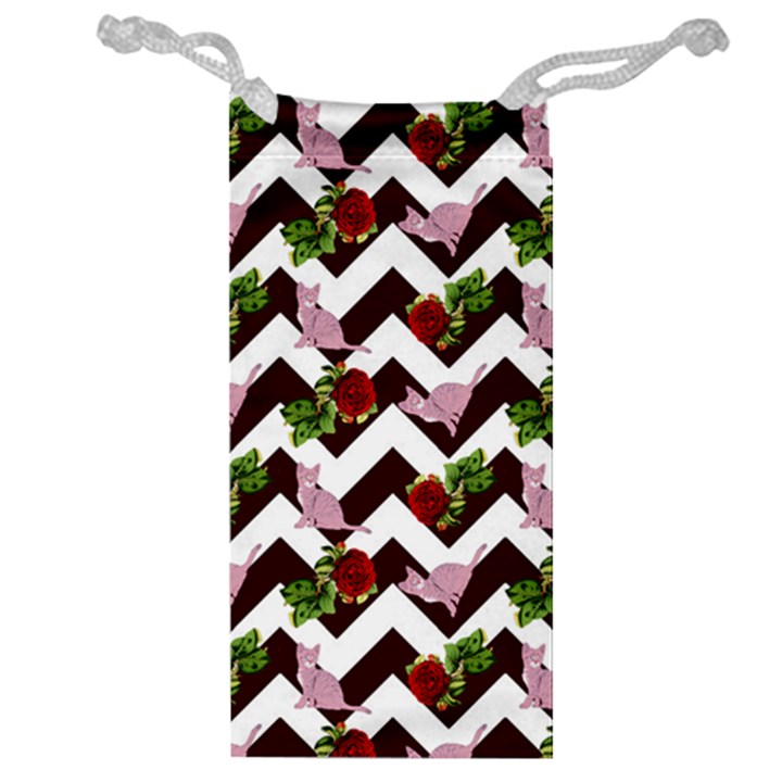 Cat Rose Chevron Jewelry Bag