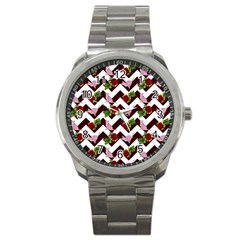 Cat Rose Chevron Sport Metal Watch by snowwhitegirl