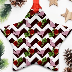 Cat Rose Chevron Star Ornament (Two Sides)