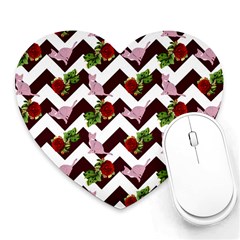 Cat Rose Chevron Heart Mousepads