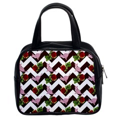 Cat Rose Chevron Classic Handbag (two Sides) by snowwhitegirl