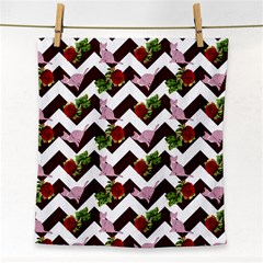 Cat Rose Chevron Face Towel by snowwhitegirl