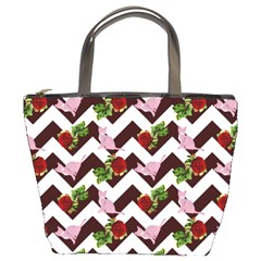 Cat Rose Chevron Bucket Bag by snowwhitegirl