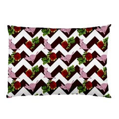 Cat Rose Chevron Pillow Case by snowwhitegirl