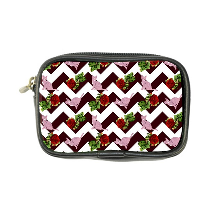 Cat Rose Chevron Coin Purse