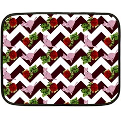 Cat Rose Chevron Double Sided Fleece Blanket (mini)  by snowwhitegirl