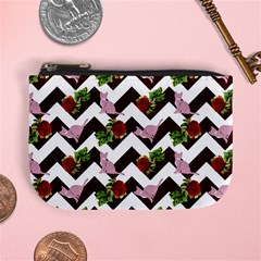 Cat Rose Chevron Mini Coin Purse by snowwhitegirl