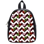 Cat Rose Chevron School Bag (Small) Front