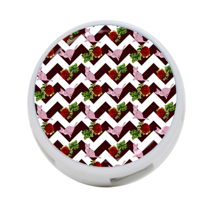 Cat Rose Chevron 4-Port USB Hub (Two Sides)