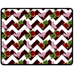 Cat Rose Chevron Fleece Blanket (Medium) 