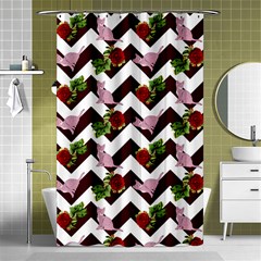 Cat Rose Chevron Shower Curtain 48  X 72  (small)  by snowwhitegirl