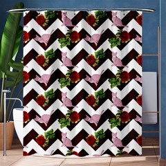 Cat Rose Chevron Shower Curtain 60  X 72  (medium)  by snowwhitegirl