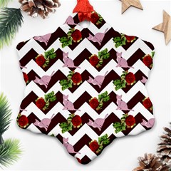 Cat Rose Chevron Snowflake Ornament (two Sides) by snowwhitegirl