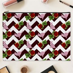 Cat Rose Chevron Cosmetic Bag (xxxl) by snowwhitegirl