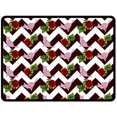 Cat Rose Chevron Double Sided Fleece Blanket (Large) 