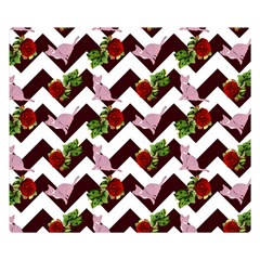 Cat Rose Chevron Double Sided Flano Blanket (small)  by snowwhitegirl