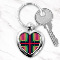 Waves In Retro Colors                                            Key Chain (heart) by LalyLauraFLM