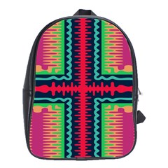 Waves In Retro Colors                                            School Bag (large) by LalyLauraFLM