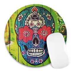 Mexican Skull Round Mousepads by alllovelyideas