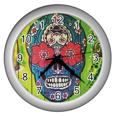 Mexican Skull Wall Clock (silver) by alllovelyideas