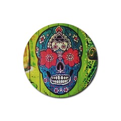 Mexican Skull Rubber Coaster (round)  by alllovelyideas