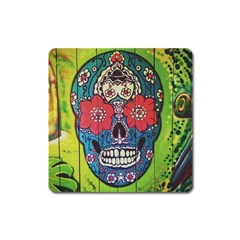 Mexican Skull Square Magnet by alllovelyideas