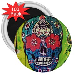 Mexican Skull 3  Magnets (100 Pack) by alllovelyideas