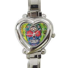 Mexican Skull Heart Italian Charm Watch by alllovelyideas