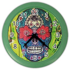 Mexican Skull Color Wall Clock by alllovelyideas