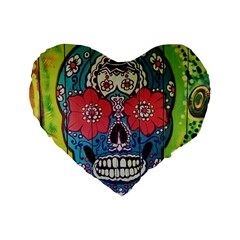 Mexican Skull Standard 16  Premium Heart Shape Cushions by alllovelyideas