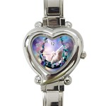 Cute Little Maltese Puppy On The Moon Heart Italian Charm Watch Front