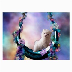 Cute Little Maltese Puppy On The Moon Large Glasses Cloth (2-side) by FantasyWorld7