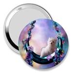 Cute Little Maltese Puppy On The Moon 3  Handbag Mirrors Front