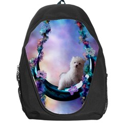 Cute Little Maltese Puppy On The Moon Backpack Bag by FantasyWorld7