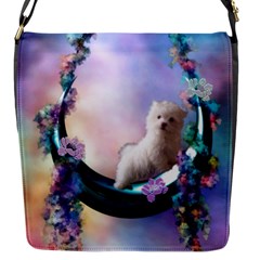 Cute Little Maltese Puppy On The Moon Flap Closure Messenger Bag (s) by FantasyWorld7