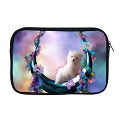 Cute Little Maltese Puppy On The Moon Apple Macbook Pro 17  Zipper Case by FantasyWorld7