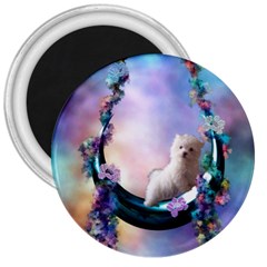 Cute Little Maltese Puppy On The Moon 3  Magnets by FantasyWorld7