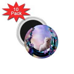 Cute Little Maltese Puppy On The Moon 1 75  Magnets (10 Pack)  by FantasyWorld7