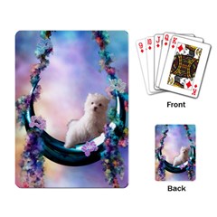 Cute Little Maltese Puppy On The Moon Playing Cards Single Design by FantasyWorld7