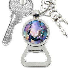 Cute Little Maltese Puppy On The Moon Bottle Opener Key Chains by FantasyWorld7