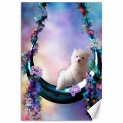 Cute Little Maltese Puppy On The Moon Canvas 12  X 18  by FantasyWorld7