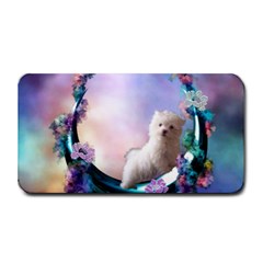 Cute Little Maltese Puppy On The Moon Medium Bar Mats by FantasyWorld7