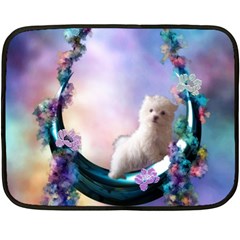 Cute Little Maltese Puppy On The Moon Fleece Blanket (mini) by FantasyWorld7