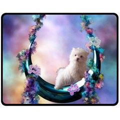 Cute Little Maltese Puppy On The Moon Fleece Blanket (medium)  by FantasyWorld7